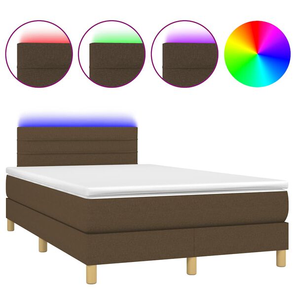 vidaXL Sommier &agrave; lattes de lit matelas et LED marron fonc&eacute; 120x190 cm