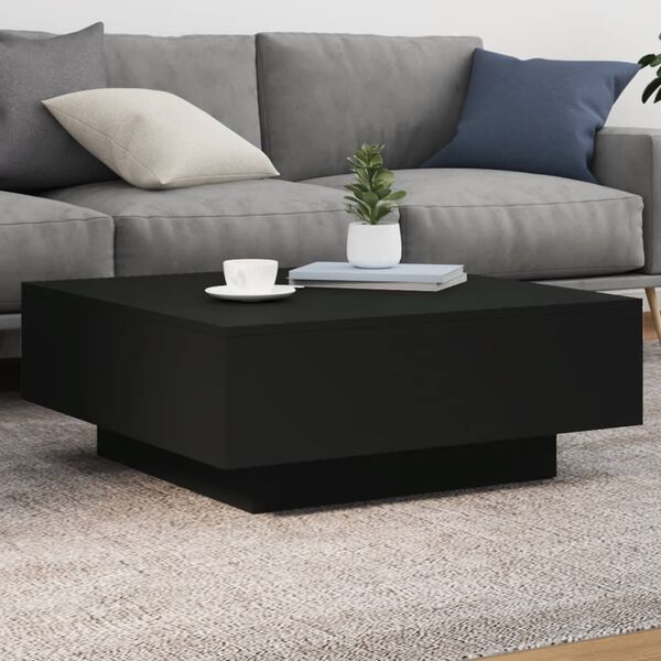 vidaXL Table basse avec lumières LED noir 80x80x31 cm