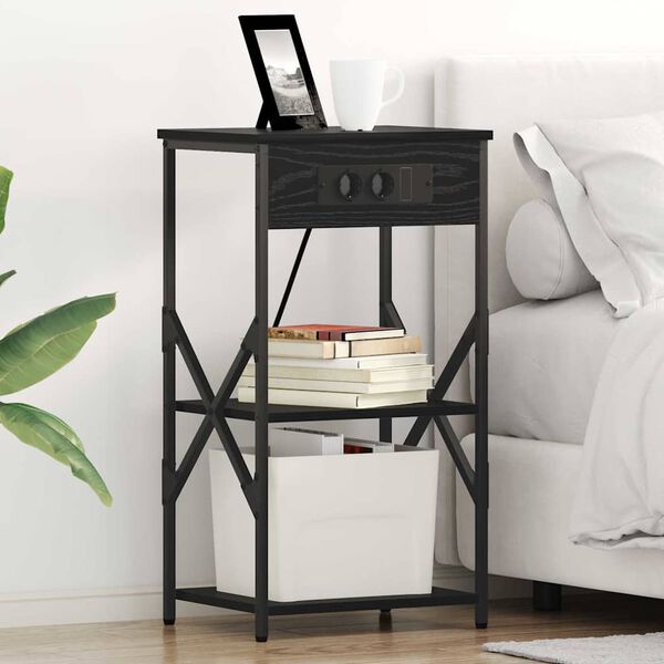 vidaXL Cabinet de chevet Ch&ecirc;ne noir 41 x 31 x 76 cm Bois d'ing&eacute;nierie
