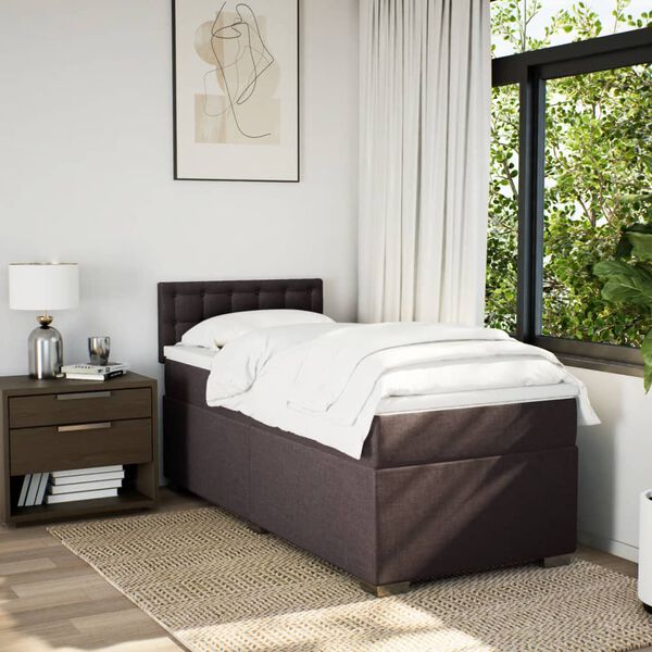 vidaXL Sommier &agrave; lattes de lit avec matelas Marron fonc&eacute; 90x190 cm
