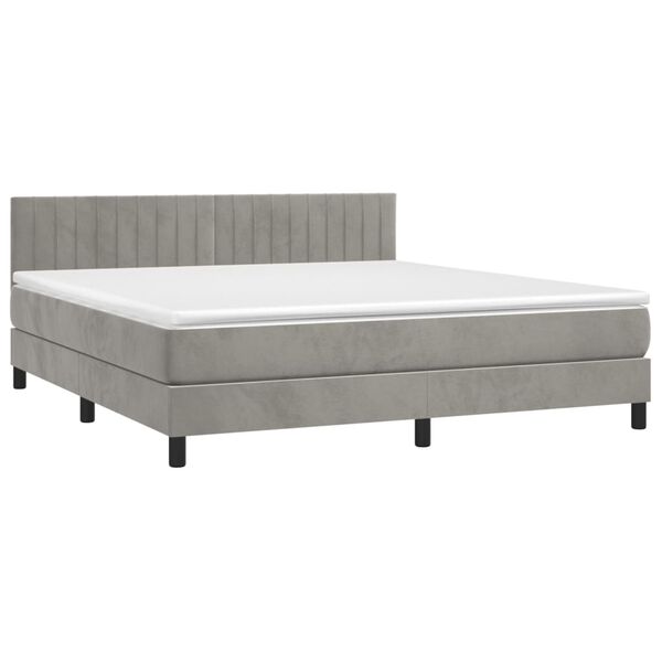 vidaXL Sommier &agrave; lattes de lit avec matelas LED Gris clair 160x200 cm