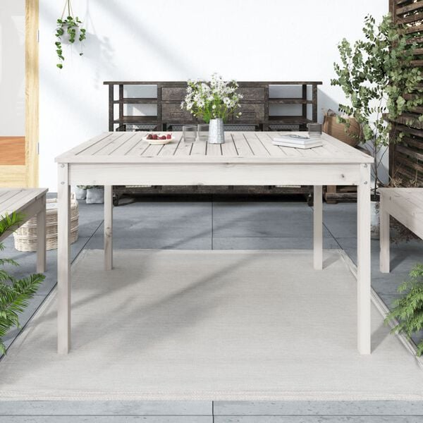 vidaXL Table de jardin blanc 121x82,5x76 cm bois massif de pin