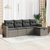 vidaXL Salon de jardin 5 pcs avec coussins gris r&eacute;sine tress&eacute;e
