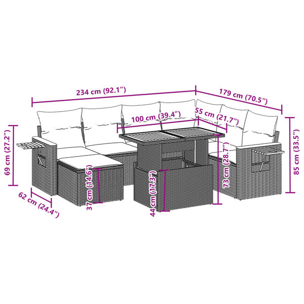 vidaXL Salon de jardin avec coussins 8 pcs beige r&eacute;sine tress&eacute;e