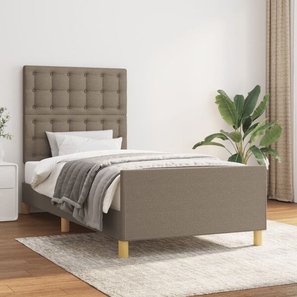 vidaXL Cadre de lit sans matelas avec t&ecirc;te de lit taupe 90x190cm tissu