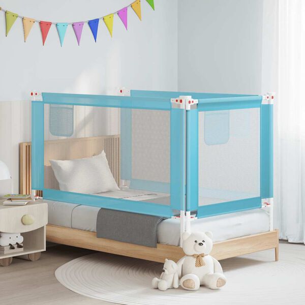 vidaXL Barri&egrave;re de s&eacute;curit&eacute; de lit d'enfant Bleu 150x25 cm Tissu
