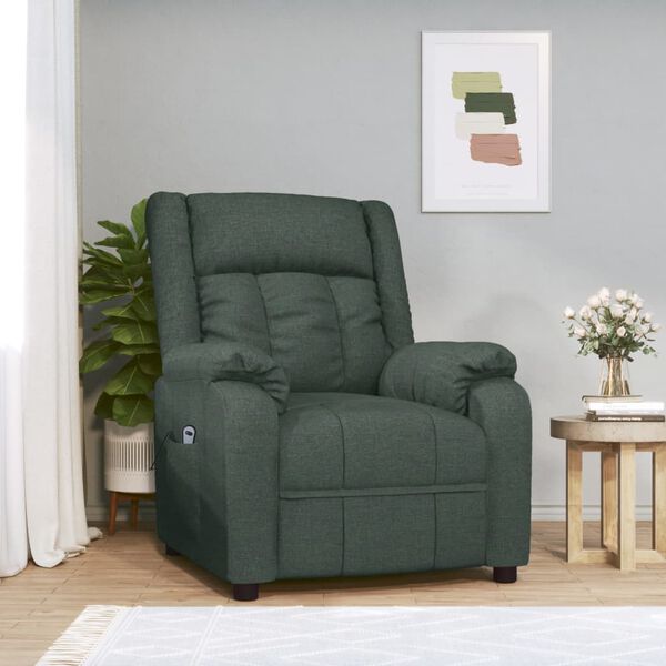 vidaXL Fauteuil inclinable &eacute;lectrique Vert fonc&eacute; Tissu