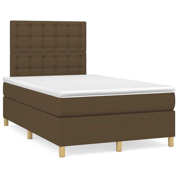 vidaXL Sommier &agrave; lattes de lit matelas et LED marron fonc&eacute; 120x190 cm