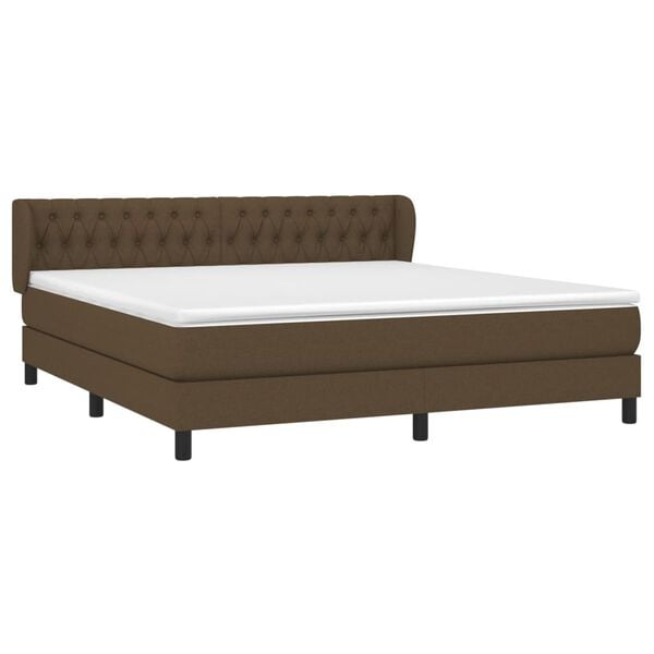 vidaXL Sommier &agrave; lattes de lit avec matelas Marron fonc&eacute; 180x200 cm