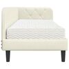 vidaXL Cadre de lit d'angle avec matelas Crème 80 x 200 cm Velours