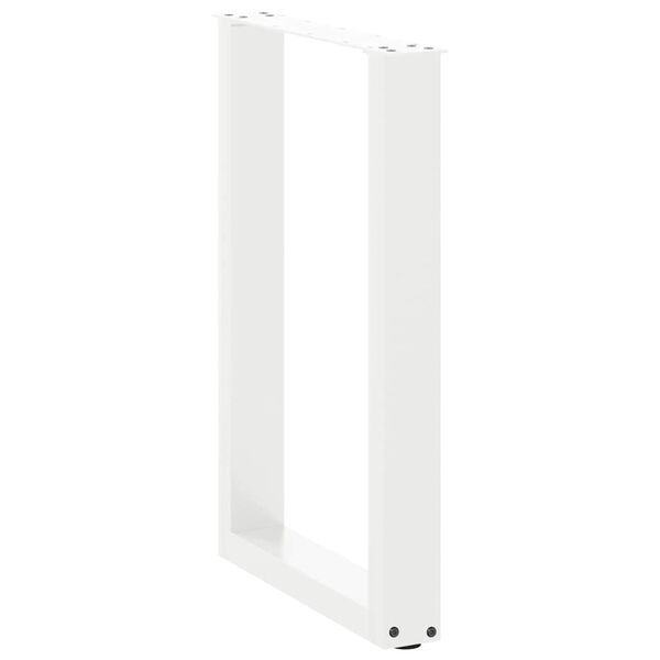 vidaXL Pieds de table &agrave; manger en U, 2 pi&egrave;ces, blanc, 50 x (72-73) cm, acier