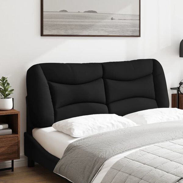 vidaXL Coussin de t&ecirc;te de lit Hvar noir 140 cm tissu
