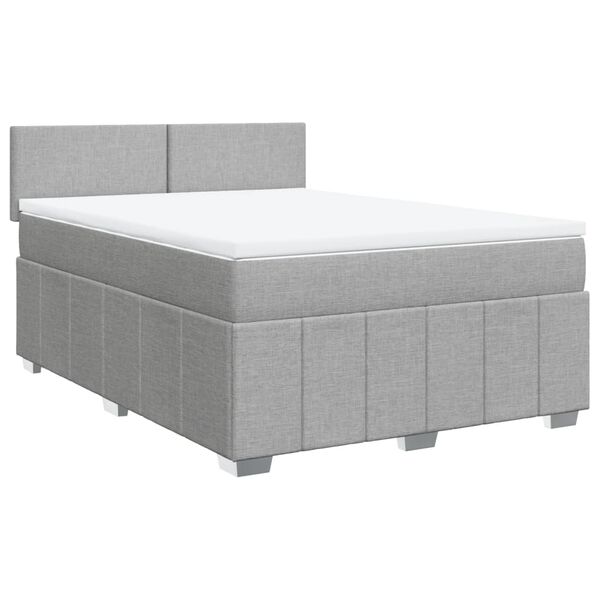vidaXL Sommier &agrave; lattes de lit avec matelas Gris clair 140x200cm Tissu