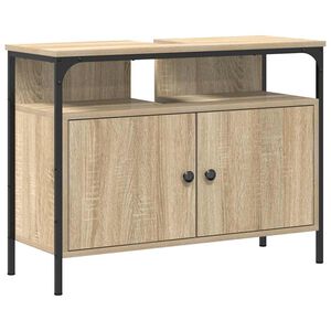 Meuble De Lavabo Salle De Bain Beige 60x30x60 Cm - Avec 2 Portes Et étagère - Rangement Moderne Et Compact
