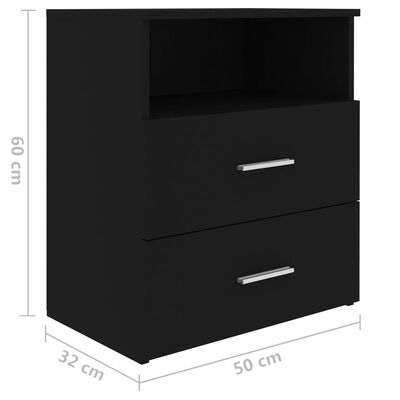vidaXL Table de chevet Noir 50x32x60 cm