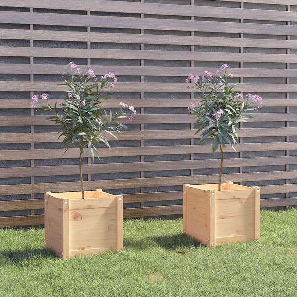 vidaXL Jardini&egrave;res d'ext&eacute;rieur 2 pcs 40x40x40 cm bois de pin massif