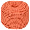 vidaXL Corde de travail Orange 20 mm 25 m Polypropyl&egrave;ne