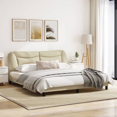 vidaXL Cadre de lit avec tête de lit Crème 180 x 200 cm Tissu