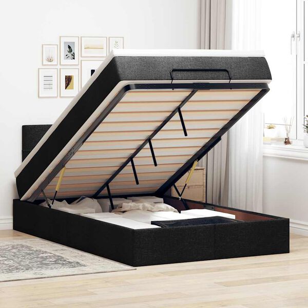 vidaXL Lit ottoman avec matelas et LED noir 120x190 cm tissu