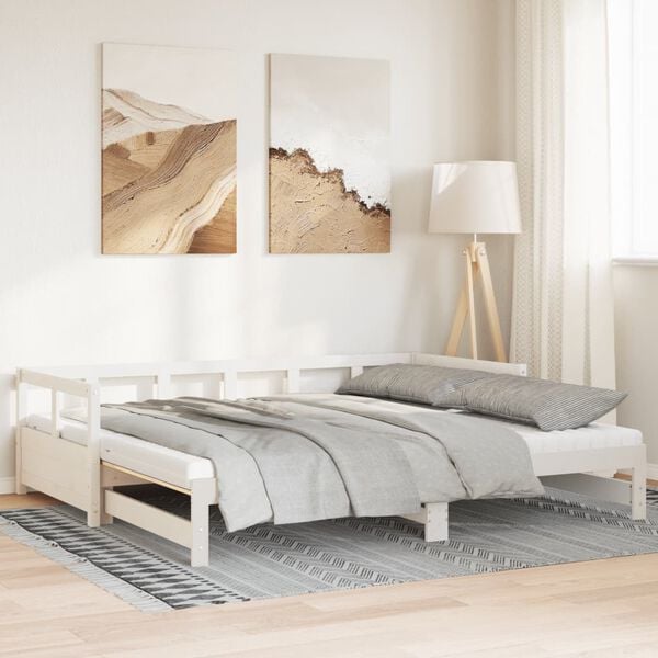 vidaXL Lit de jour et lit gigogne et matelas 90x190 cm bois pin massif