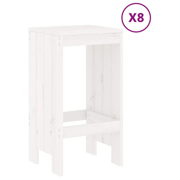 vidaXL Ensemble de bar de jardin 9 pcs blanc bois de pin massif