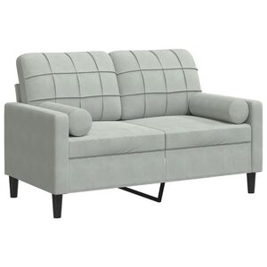 vidaXL Canap&eacute; 2 places avec oreillers gris clair 120 cm velours