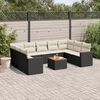 vidaXL Salon de jardin 10 pcs avec coussins noir r&eacute;sine tress&eacute;e