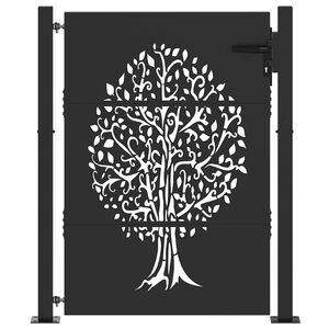vidaXL Portail de jardin 105 x 130 cm en acier Corten avec motif arbre