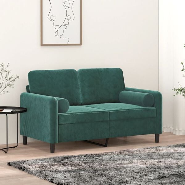 vidaXL Coussins décoratifs lot de 2 Vert foncé Ø15x50 cm Velours