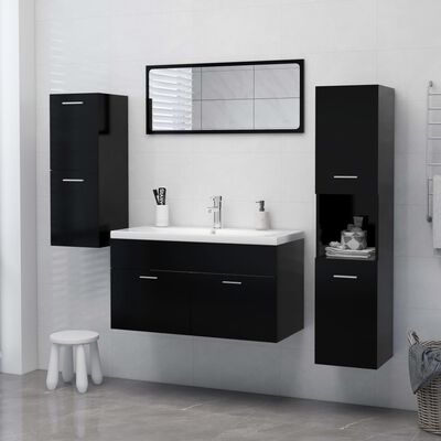vidaXL Armoire de salle de bain Noir 30x30x130 cm Bois d’ingénierie