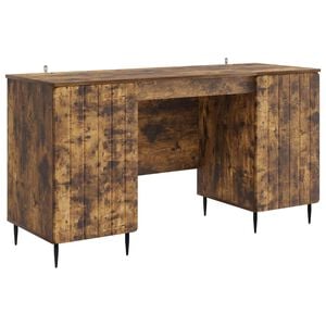 vidaXL Bureau Ch&ecirc;ne fum&eacute; 142,5 x 50 x 75 cm Bois d'ing&eacute;nierie
