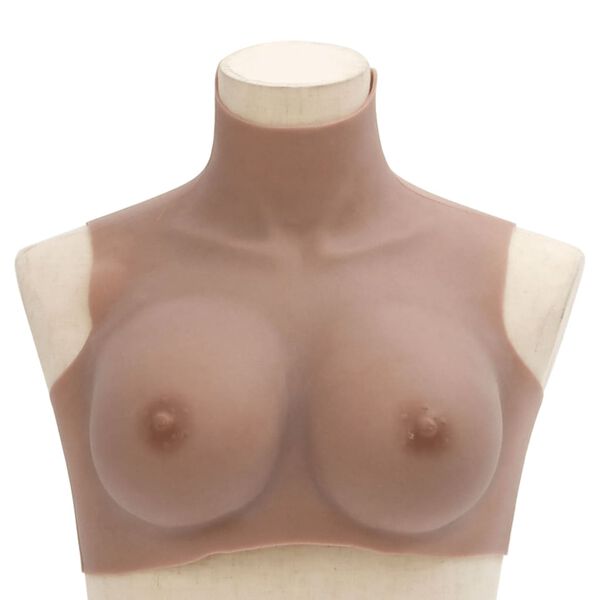 vidaXL Plastron en silicone marron p&acirc;le coupe E