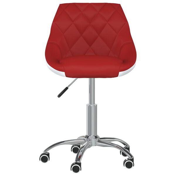 vidaXL Chaise pivotante &agrave; d&icirc;ner Rouge bordeaux et blanc Similicuir