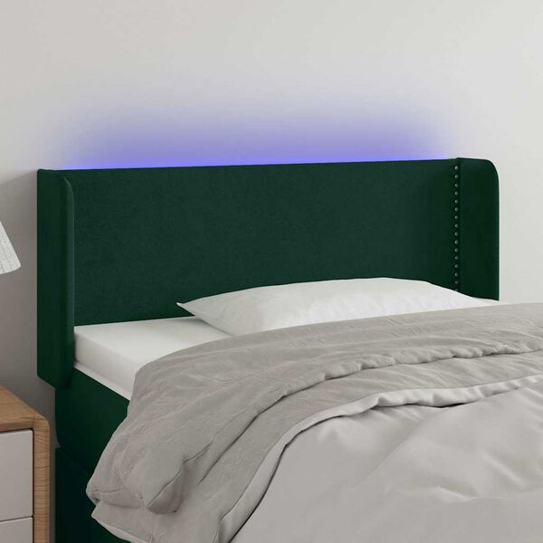 vidaXL T&ecirc;te de lit &agrave; LED Vert fonc&eacute; 83x16x78/88 cm Velours
