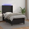 vidaXL Sommier &agrave; lattes de lit matelas et LED Noir 80x200cm Similicuir