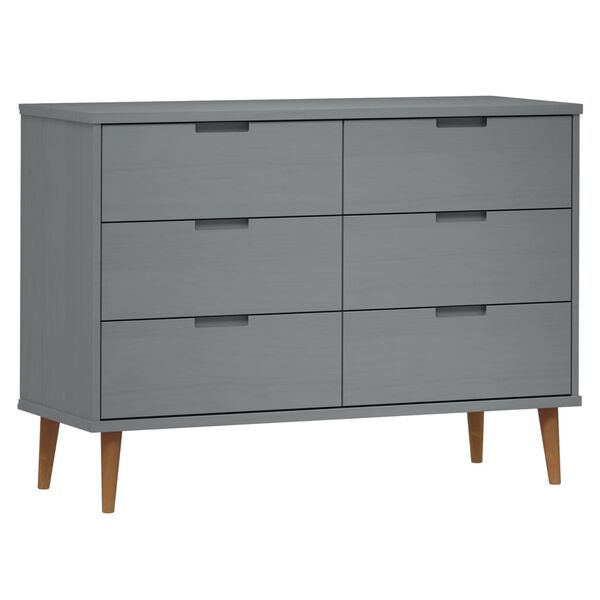 vidaXL Commode MOLDE Gris 113x40x80 cm Bois de pin massif