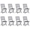 vidaXL Chaises pliables d'ext&eacute;rieur lot de 8 et coussins Bois d'acacia