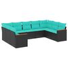 vidaXL Salon de jardin 9 pcs avec coussins noir r&eacute;sine tress&eacute;e