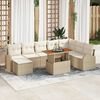 vidaXL Ensemble de canap&eacute; de jardin 9 pcs Beige Poly rotin