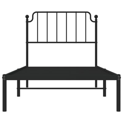 vidaXL Cadre de lit métal avec tête de lit noir 90x190 cm