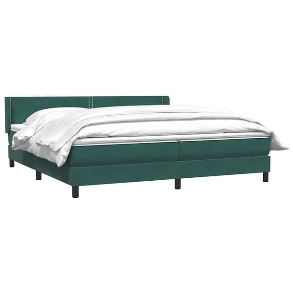 vidaXL Sommier &agrave; lattes de lit et matelas vert fonc&eacute; 180x220cm velours