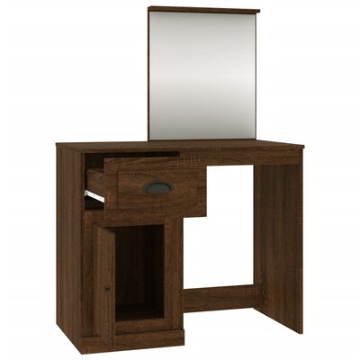 vidaXL Coiffeuse et miroir chêne marron 90x50x132,5 cm bois ingénierie