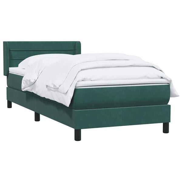 vidaXL Sommier &agrave; lattes de lit et matelas vert fonc&eacute; 90x210 cm velours