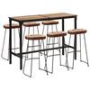 vidaXL Ensemble de bar 7 pcs bois de manguier brut massif et m&eacute;tal