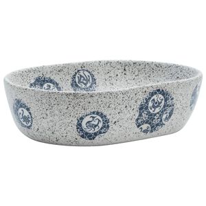vidaXL Vasque &agrave; poser gris et bleu ovale 47x33x13 cm c&eacute;ramique