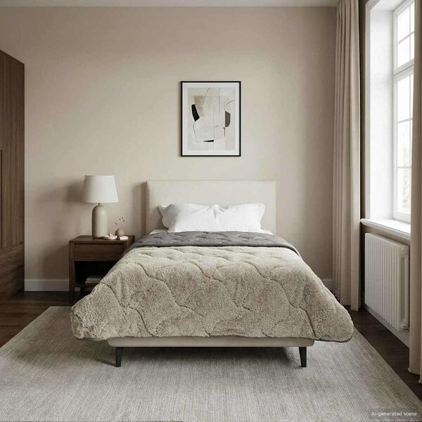 vidaXL Duvet complet toute l'ann&eacute;e Matelass&eacute; Gris clair 155 x 200 cm