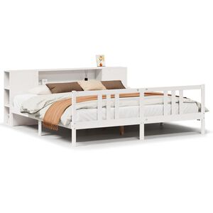 vidaXL Lit biblioth&egrave;que sans matelas blanc 200x200 cm bois pin massif