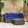 vidaXL Salon de jardin 3 pcs avec coussins Gris Résine tressée