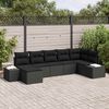 vidaXL Ensemble de canap&eacute; de jardin avec coussin 7 pcs Noir polyrotin