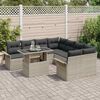 vidaXL Ensemble de canap&eacute; de jardin 9 pcs Gris clair Poly Rattan